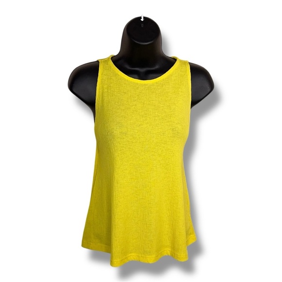 Small Mango Vibrant Yellow Sleeveless Top Stretch Round Neckline Lightweight - Picture 1 of 11